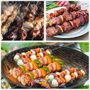 Large Size Kabob Skewers Flat Metal BBQ 22" Barbecue Skewer Wooden Handle Stainless Steel Shish Kabob Stick Wide Reusable Grilling Set Meat Shrimp Chicken Vegetable Kebab Fork Sausage-12PCS by GreenHaven Gardens