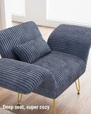 Txtin's Comfy Accent Chair Reading Chair for Bedroom Cozy Wing Arm Living Room Single Sofa Chair with Angle Adjustable Arms Navy Blue Corduroy Easy Assembly by CozyNest Decor