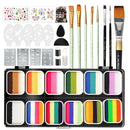 Pintada 120g Large Capacity Face Painting Kit for Kids - 12 x 10g Non Toxic Water Activated Face Paint Palette with Brush, Stencils, Gems, Sponges. For Halloween , Carnival, Party, Festivals & Events. by TinyTreasures Baby Boutique