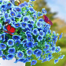 ‌20 Bundles Artificial Flowers for Outdoors‌ with 6 Faux Butterflies, UV Resistant ‌Fake Flowers‌ with Eucalyptus Leaves, ‌Artificial Plants Outdoor‌ for Patio Garden Porch Home Decor (Blue) by CozyNest Decor