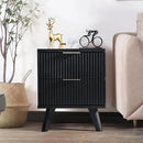 Fluted Nightstand, Mid Century Modern 2 Drawer Bedside Table for Bedroom, Small Dresser Night Stand Side Table End Tables with Wood Drawer Storage for Bedroom Closet(Black) by CozyNest Decor