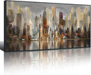 Mofutinpo Large Black Framed Cityscape New York abstract wall art Brown City Theme Paintings Modern Canvas office wall decor living room modern artwork Size 30x60 by CozyNest Decor
