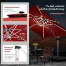PURPLE LEAF 10 Feet Double Top Deluxe Solar Powered LED Square Patio Umbrella Offset Hanging Umbrella Outdoor Market Umbrella Garden Umbrella, Terra by GreenHaven Gardens