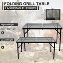 Folding Grill 3x2 FT Portable Camping Table, Lightweight Height Adjustable Metal Picnic Outdoor Table with Mesh Desktop and Mesh Bag, Beach and BBQ, Party by GreenHaven Gardens