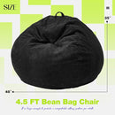 Hobestluk 4.5FT Bean Bag Chair Giant Bean Bag Chair with Filler Included Adult Bean Bag Chairs with Removable Cover for Bedroom Living Room - (Jumbo, Black) by CozyNest Decor