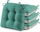 puredown® Chair Cushions for Dining Chairs, Tufted Memory Foam Chair Pads with Non-Slip Backing, Kitchen Seat Cushions with Ties, Washable Seat Pad Set of 4, 15.5" x 15.5" x 4", Green by CozyNest Decor
