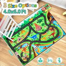 Kids Rug, Car Carpet for Kids' Toy Cars, 4x6 Ft Dinosaur Rug, Dino Safari Road Mat for Playroom, Educational Learning & Game Area Baby Play Mat Carpet for Children by CozyNest Decor