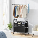 Tajsoon Laundry Sorter Cart with Hanging Rack, Laundry Sorter 3 Section, Laundry Hamper with Heavy Duty Rolling Lockable Wheels, Black by CozyNest Decor