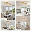 Rectangle Chandelier 8-Light Crystal Chandeliers, Modern Dining Room Light Fixture Luxury Gold Rectangular Flush Mount Chandelier Ceiling Light for Dining Room Living Room Kitchen Island Bar L40 Inch by CozyNest Decor
