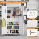 Aobabo Metal Storage Cabinet with Wheels and 1 Interior Drawer, Steel Rolling Tool Cabinet with 16 Hooks and 2 Adjustable Shelves for Garage, Home, Office, Kitchen Assembly Required, White by GreenHaven Gardens
