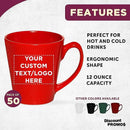 DISCOUNT PROMOS Custom Glossy Ceramic Latte Coffee Mug 12 oz. Set of 50, Personalized Bulk Pack - Perfect for Tea, Espresso, Cappuccino, Hot Cocoa - Red by CozyNest Decor