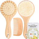Baby Hair Brush and Comb Set for Newborn - Wooden Baby Hair Brush Set with Soft Goat Bristle, Baby Brush Set for Newborns, Baby Brush and Comb Set Girl, Boy, Toddler Cradle Cap Brush (Round, Walnut) by TinyTreasures Baby Boutique