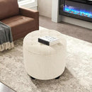 Furniliving Modern Round Storage Ottoman,Button Tufted Ottoman Foot Stools Ottoman Footstool with Removable Lid Storage Ottomans for Living Room, Bedroom, Makeup Room，Sherpa, IvoryWhite by CozyNest Decor