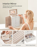 SONGMICS 6 Tier Jewelry Box, Jewelry Storage Organizer with 5 Drawers, Large Storage Capacity, with Mirror, Lockable, Jewelry Case, Gift for Loved Ones, For Watches, White UJBC152W01 by TinyTreasures Baby Boutique