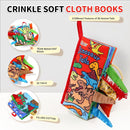 Jollybaby Baby Books 0-6 Months, Touch and Feel Crinkle Soft Cloth Books for Infants Babies, Toddler Early Educational Interactive Stroller Sensory Toys, Baby Girl & Boy Gift(Dinosaur Tails) by TinyTreasures Baby Boutique