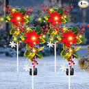 4 Pack Solar Christmas Decorations Outdoor, 32 Inch Solar Christmas Cross Stake Lights, Waterproof Grave Decorations with Poinsettia Flower Pinecones Red Berries for Garden Yard Patio Lawn Cemetery by GreenHaven Gardens