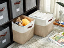 DECOMOMO 13 Inch Cube Storage Bins, Fabric Storage Cube, Basket for Kallax Shelves (Beige & White, Cube 13" - 4 Pack) by CozyNest Decor