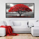AJAZIKO Red Wall Art - Modern Framed Wall Art for Living Room - Red Tree Black and White Landscape Canvas Prints Posters & Prints for Home Office Bedroom Decorations - Large Wall Pictures 29×58IN by CozyNest Decor