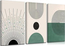 3 Pcs Sage Green Boho Canvas Wall Art Modern Abstract Minimalist Neutral Bohemian Sun Geometric Line Painting Picture Wall Decor Poster Print Artwork for Living Room Bedroom Home Decoration by CozyNest Decor