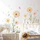 Dandelion Flower Butterfly Wall Decals Gold Dandelion Plants Floral Wall Stickers Peel and Stick Vinyl Wall Art Decor for Living Room Bedroom Office TV Sofa Backdrop Home Decor Gifts for Mom by CozyNest Decor
