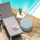 LVTXIII Outdoor Inflatable Ottoman Stool, Patio Water Repellent Footrest Stool with Handle, Portable Outside Round Ottoman for Patio Garden, Camping or Home Use, 21"x21"x9", Blue Pebble by CozyNest Decor