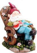 Solar Powered Gnome Sleeping in a Chair LED Garden Light Decor by GreenHaven Gardens