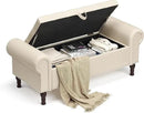 51" Storage Ottoman Bench for Bedroom, Full Queen Storage Bench with Button, Upholstered Bedroom Bench with Rolled Arms for Living Room, Storage Room, Entryway, Beige+Brown Legs by CozyNest Decor