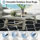 OutdoorLines Outdoor Plastic Area Rugs for Patio 4x6 ft - Reversible Outside Carpet, Stain & UV Resistant RV Mats, Straw Rug for Camping, Deck Garden, Porch and Balcony, Moroccan Black & Light Grey by GreenHaven Gardens
