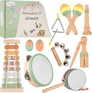 VINJOE Baby Musical Instruments-Toddler Montessori Wooden Musical Toys for Kids 1-3, Neutral Colors Percussion Instruments Set Early Learning Musical Toys for Preschool Educational Birthday Gifts by TinyTreasures Baby Boutique