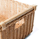 The Basket Lady Pole Handle Wicker Storage Basket, Small, 14 in L x 10 in W x 7.5 in H, Sandstone by CozyNest Decor