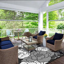 GENIMO Outdoor Rug Waterproof for Patio Decor, 8' x 10' Reversible Plastic Straw Floral Camping Carpet, Large Area Rugs Mats for RV, Camper, Deck, Balcony, Porch, Beach, Picnic, Mix-Black & White by CozyNest Decor