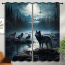 Wolf Blackout Curtains for Boys Girl Bedroom Decor,Dreamy Forest Full Moon Wolf Pack Thermal Insulated Grommet Drapes Darkening Window Curtain for Living Room Home 55x63 inch by TinyTreasures Baby Boutique