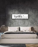 Together is My Favorite Place to Be Sign: Couples Bedroom Wall Decor Above Bed Modern Framed Farmhouse Rustic Family Signs Master Bedroom Wall Decor Hanging Wall Plaques with Sayings 12" x 40" by CozyNest Decor
