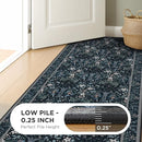 Joydeco Floral Washable Runner Rug for Kitchen, Forest Hallway Rug Runner 2x6 Non Slip, Boho Botanical Ultra-Thin Soft Indoor Floor Throw Carpet for Bathroom Entryway Foyer, Blue-Black by TinyTreasures Baby Boutique