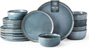 GBHOME Ceramic Dinnerware Sets for 6, 18 Pieces Stoneware Plates and Bowls Sets, Scratch Resistant Dishes, Dishwasher & Microwave Safe, Space Blue by CozyNest Decor