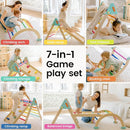 Tiny Land Pikler Triangle Set,7-in-1 Foldable Montessori Toddler Climbing Toys Indoor, Wooden Playground Jungle Gym for Kids, Climber Gift for Boys & Girls Toddler Climbing Toys (Rainbow) by TinyTreasures Baby Boutique