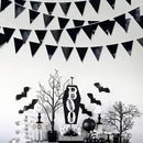 Black Party Decorations Triangle Pennant Banner Flag Black Metallic Fabric Bunting Garland for Graduation Birthday Wedding Engagement Bachelorette Holiday Halloween Celebration Hen Party Supplies by GreenHaven Gardens
