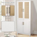 MISHAO 71" Kitchen Pantry Storage Cabinet, Tall Storage Cabinet with Rattan Doors & Adjustable Shelves, Freestanding Cupboard Wood Pantry for Kitchen, Living Room, Dining Room Hallway, White by CozyNest Decor
