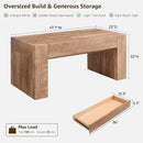 OKD 48" Modern Farmhouse Coffee Table, Wooden Living Room Table with Hidden Storage Drawer, Rustic Rectangular Center Tables w/Wood Thick Design for Living Room, Office, Light Knotty Wood by CozyNest Decor