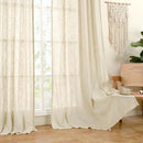 LAMIT Beige Linen Curtains 63 inch Length 2 Panels for Living Room, Bronze Grommet Soft Semi Sheer Light Filtering Window Treatments Neutral Drapes for Bedroom, 52 x 63 Inch, Beige by CozyNest Decor