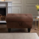 Ottoman Rectangular Storage Ottoman Bench, Flannel Footrest Stool Footstool with Lid for Living Room, Bedroom, Entryway, Chocolate, 28.5"x19"x17.5" by CozyNest Decor