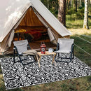 OLANLY Outdoor Rug Waterproof 5x8 ft Clearance, Reversible Outdoor Plastic Straw Rug with Floral Pattern, RV Mat for Patio, Camping, Balcony, Deck, Backyard, Black & White by CozyNest Decor