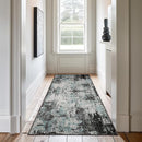 Washable Area Rugs 2'x8' Non-Slip Modern Abstract Soft for Living Room Entryway Bedroom Nursery, Print Pattern, Blue Black Teal by TinyTreasures Baby Boutique
