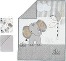 Lambs & Ivy Jungle Safari Elephant 3-Piece Mini Crib Bedding Set - Gray/White by TinyTreasures Baby Boutique