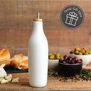 kitchentoolz Ceramic Olive Oil Dispenser Bottle - Vinegar EVOO Soy Sauce Holder - Minimalist White Kitchen Accessories - 16.9 oz Kitchen Oil Cruet Pour Bottle by CozyNest Decor