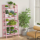 Homykic Bamboo Ladder Bookshelf, 4-Tier Ladder Shelf Open Book Shelf Freestanding Bookcase Bathroom Storage Rack Plant Stand for Living Room, Bedroom, Office, Easy Assembly, Pink by CozyNest Decor