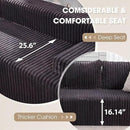 Hobestluk 96“ Modular Sectional Sofa Couches L-Shape Couch 3 Seat Modular Sofa Memory Foam Sectional Couches for Living Room, Cloud Couch with Oversized Chaise (Grey, Stripe (Left Facing Chaise)) by CozyNest Decor
