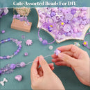 Assorted 170-230PCS Purple Acrylic Beads for Bracelet Making, Flower Bow Butterfly Candy GummyBear Aesthetic Bracelet Charms,Cute Beads for Jewelry Making DIY Necklace Keychain Phone Charm by TinyTreasures Baby Boutique