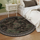 Circle Rug Impressionist-Style Vintage Round Rug 4ft Non Slip Low Pile Small Circular Rug for Bedroom Bathroom Entryway Kids Room Office College Dorm, Black by TinyTreasures Baby Boutique