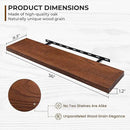 Fun Memories Solid Oak Wood Floating Shelves, 9.3 Inch Deep Natural Wood Shelf with Invisible Heavy Duty Bracket for Bathroom Bedroom Kitchen - 36inch Set of 2, Walnut by CozyNest Decor